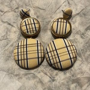 Round Plaid Earrings With Gold Plate On Back